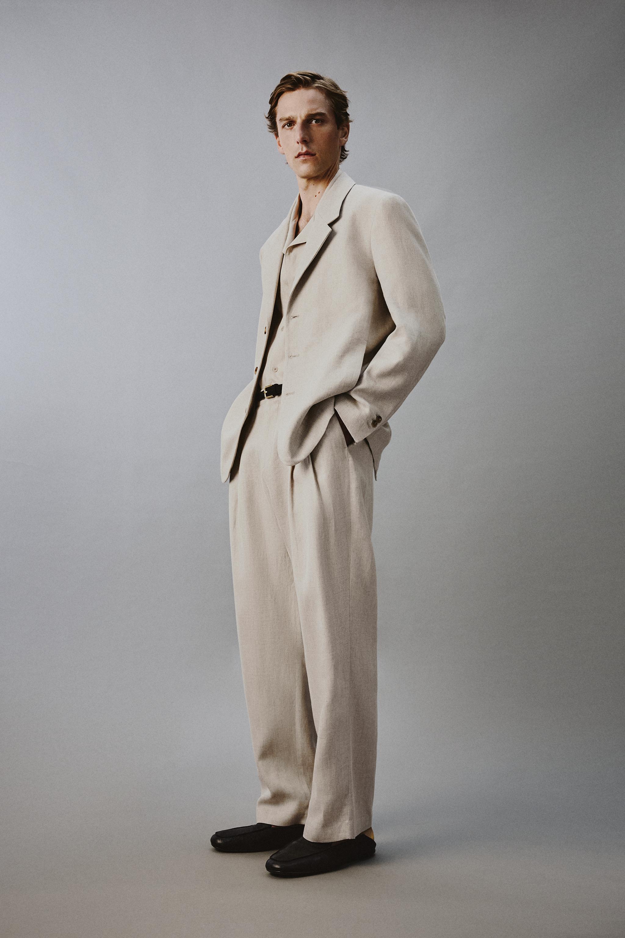 RELAXED FIT COTTON - LINEN SUIT BLAZER